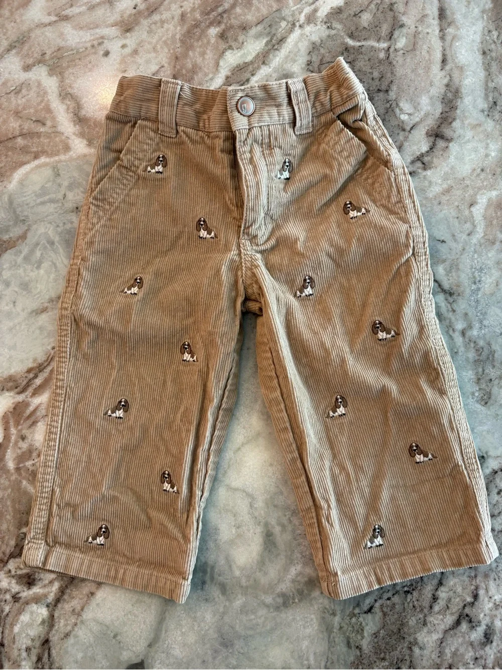 Gymboree Boys Beagle Dog Embroidered Tan Corduroy Pants 12-18 Months Bottoms